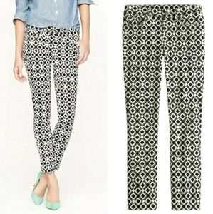 J. Crew Mosaic Print Toothpick Skinny Jeans Navy Blue White Size 27 Size 4
